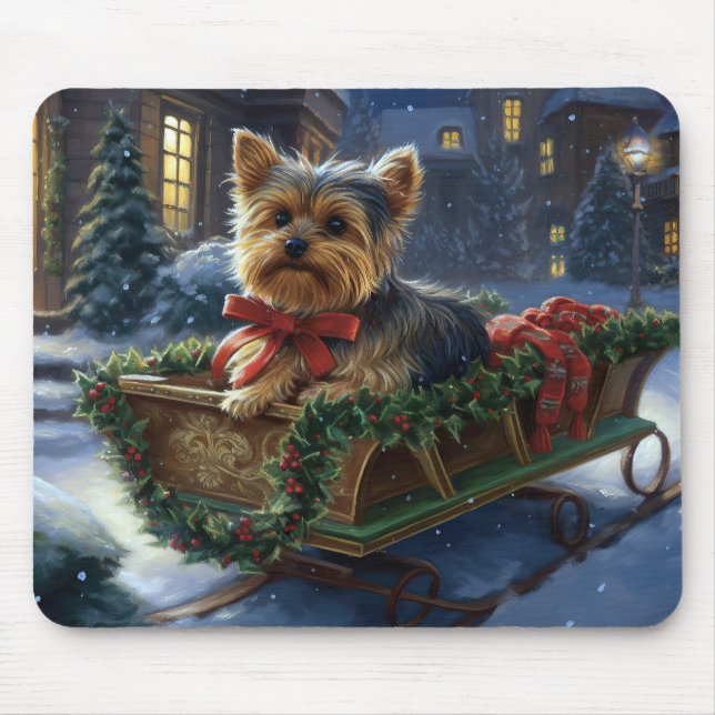 Mousepad Yorkshire Terrier Christmas Fesason (Frente)