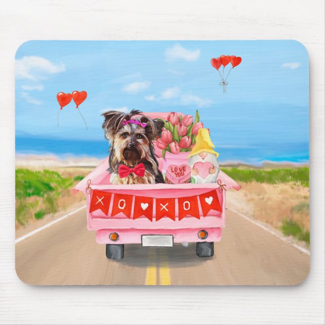 Mousepad Yorkshire Terrier Dog Dia de os namorados Truck He (Frente)