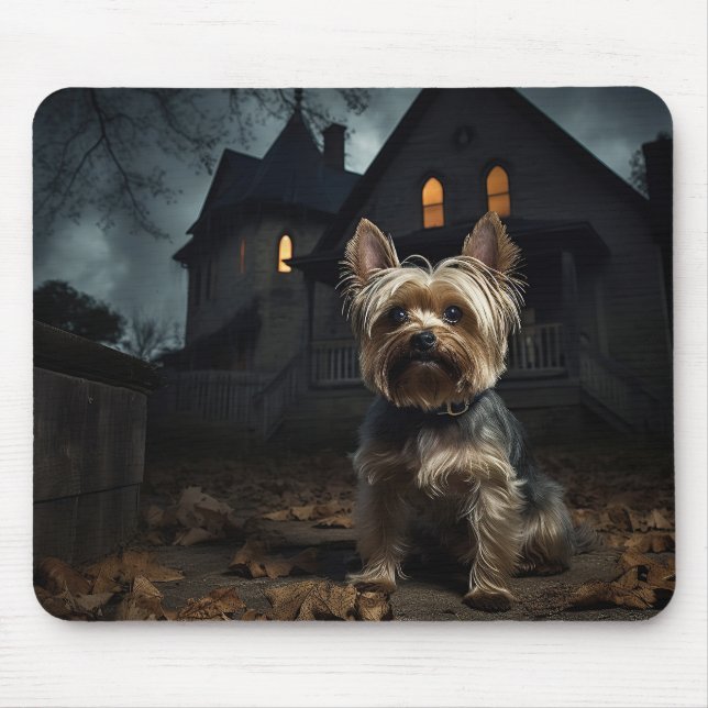 Mousepad Yorkshire Terrier Halloween Scary (Frente)
