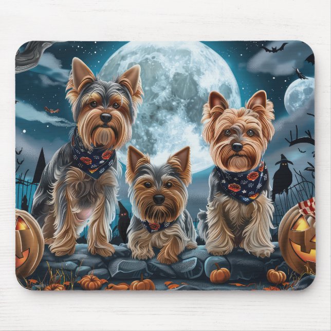 Mousepad Yorkshire Terrier Halloween Spooky (Frente)