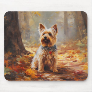 Mousepad Yorkshire Terrier no Outono Folhas Caídas Inspiram