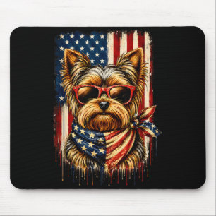 Mousepad Yorkshire Terrier Patriótico Cachorro com Bandeira