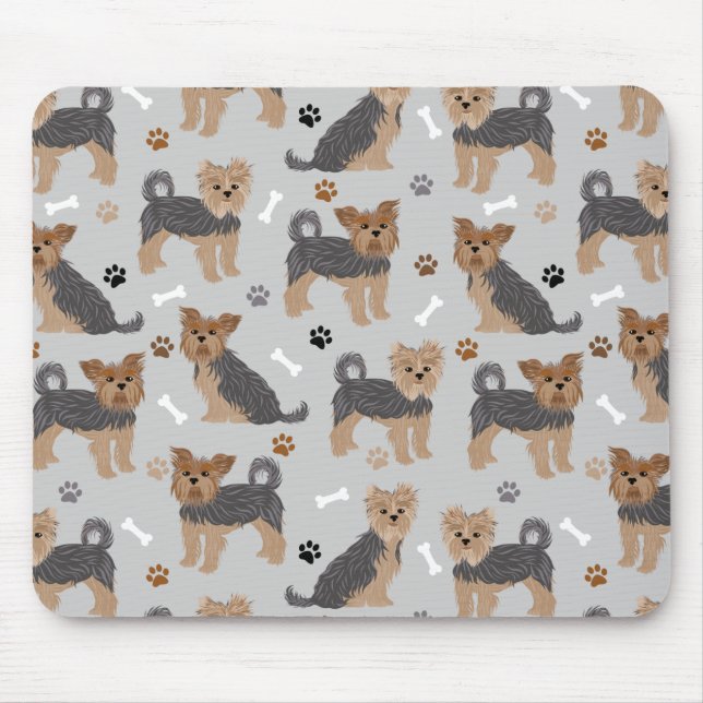 Mousepad Yorkshire Terrier Paws e Bones Yorkie Dog (Frente)
