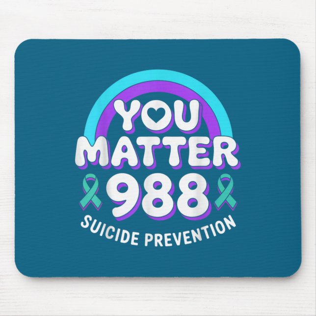 Mousepad You 988 Suicide Prevention Awareness Rainbow Ribbo (Frente)