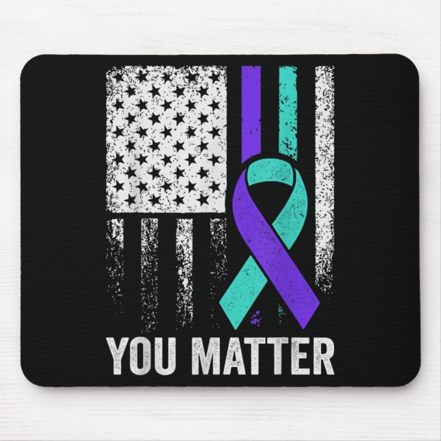 Mousepad You American Flag Teal Purple Men Mental Health  (Frente)