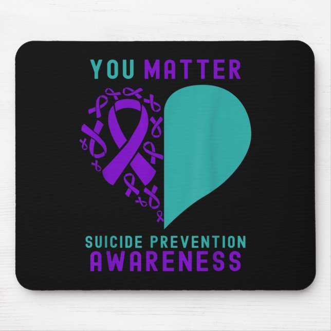 Mousepad You - Heart &amp; Ribbon Design Suicide Prevention (Frente)