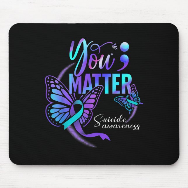 Mousepad You Ribbon Butterfly Suicide Awareness Women Men  (Frente)