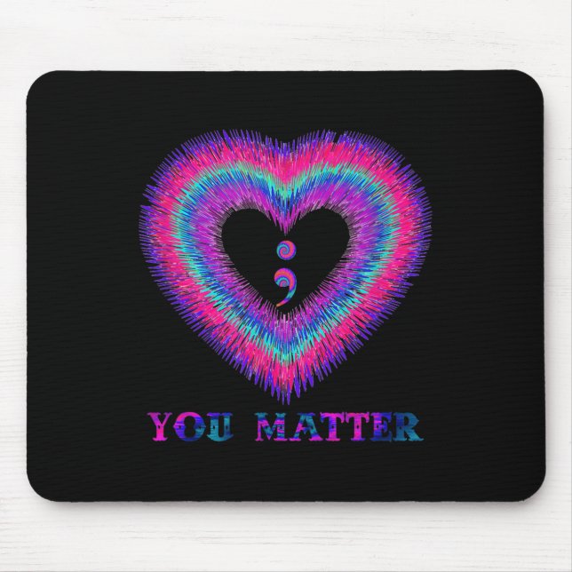 Mousepad You Semicolon Heart Suicide Prevention Awareness  (Frente)