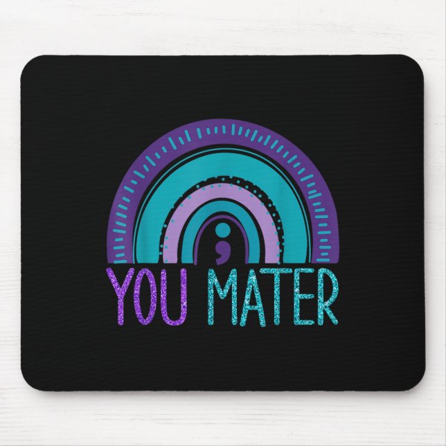 Mousepad You Semicolon Suicide Prevention Purple Teal Rainb (Frente)