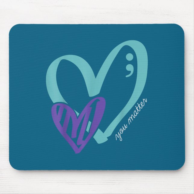 Mousepad You Suicide Prevention Awareness Teal Purple Heart (Frente)