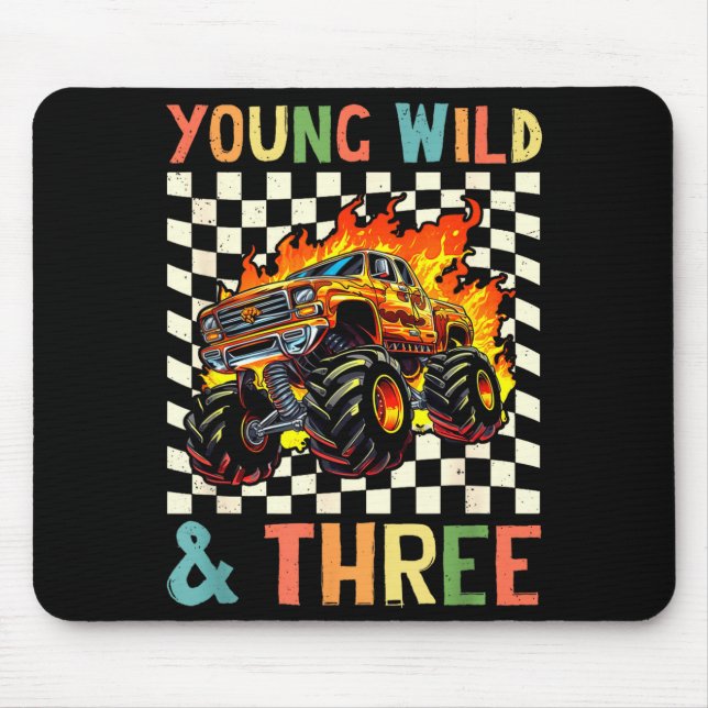 Mousepad Young Wild And Three Monster Truck 3rd Birthday 3y (Frente)