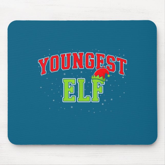 Mousepad Youngest Elf Christmas Family Matching Group Xmas  (Frente)