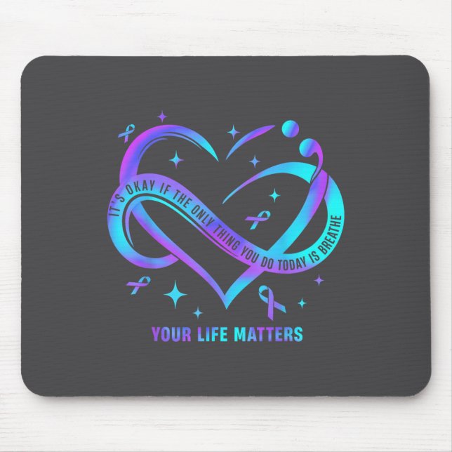 Mousepad Your Life S Suicide Prevention Teal Purple Heart R (Frente)
