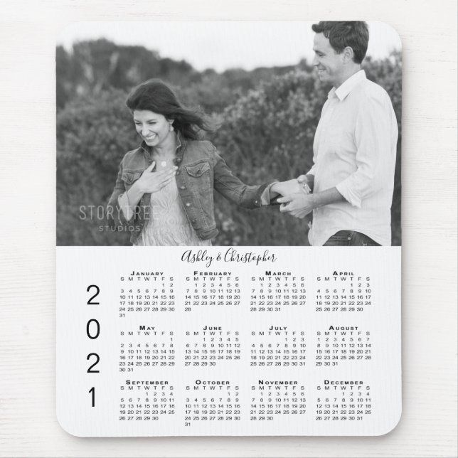 Mousepad Your Photo and Names Personalized 2021 Calendar (Frente)