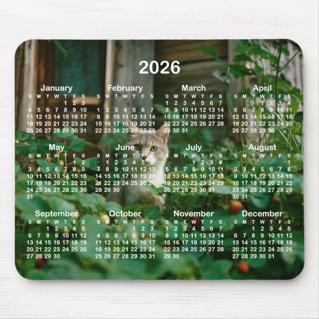 Mousepad Your Photo White Numbers 2026 Calendar (Frente)