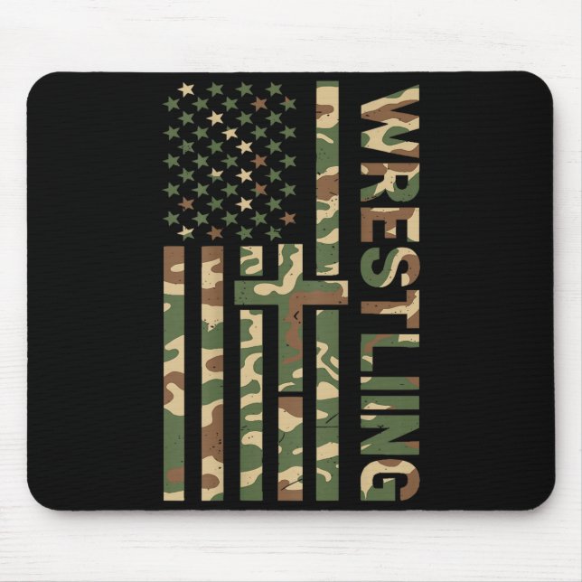 Mousepad Youth Camo Wrestling American Flag Us Patriotic Bo (Frente)