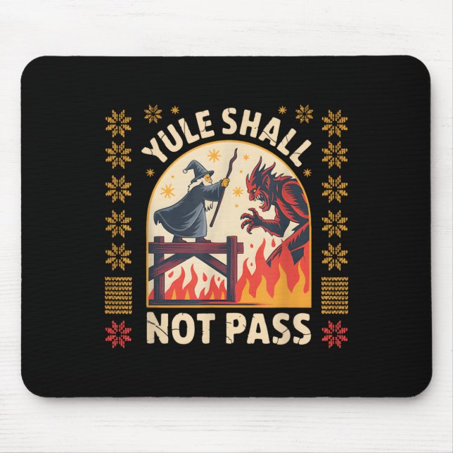 Mousepad Yule Shall Not P Fantasy Krampus Holiday Pun Funny (Frente)