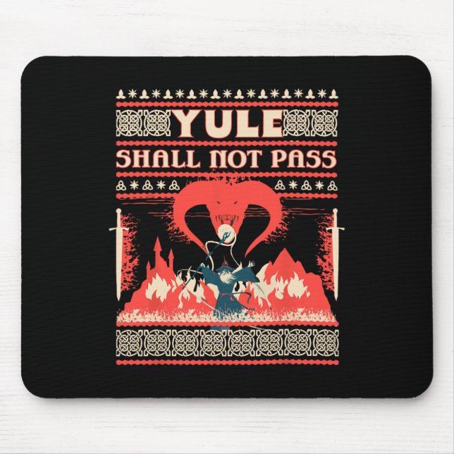 Mousepad Yule Shall Not P Fantasy Wizard Holiday Pun Funny  (Frente)