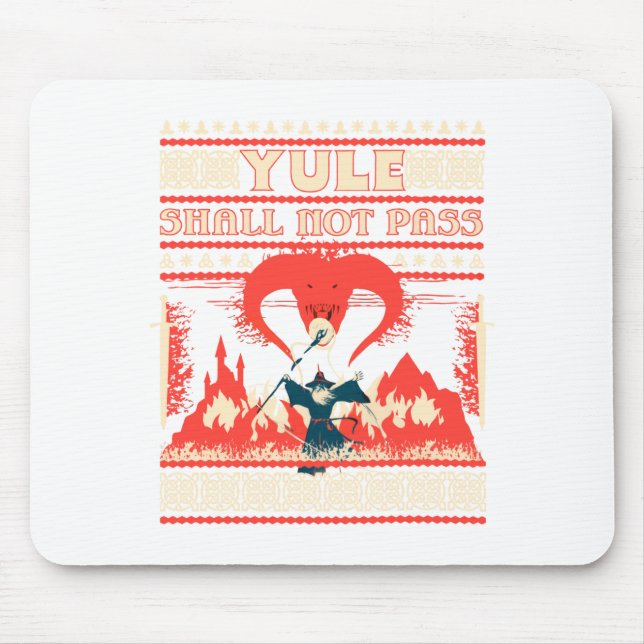 Mousepad Yule Shall Not P Fantasy Wizard Holiday Pun Funny  (Frente)