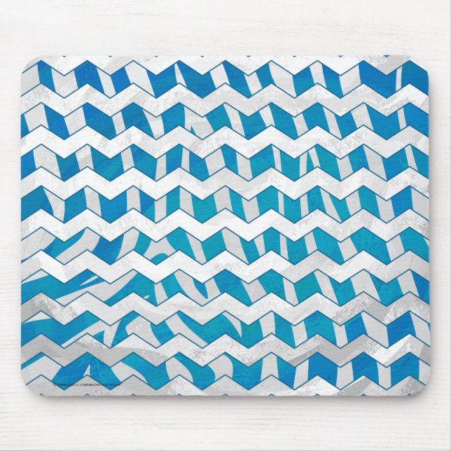Mousepad Zebra Blue e White Chevron (Frente)
