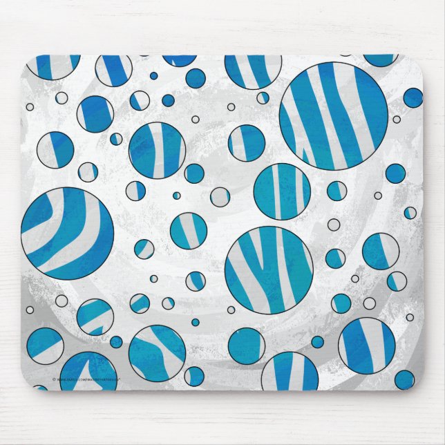 Mousepad Zebra Bolinhas branca e azul (Frente)