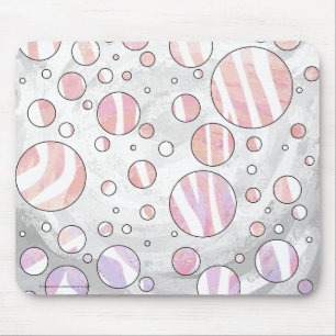 Mousepad Zebra Bolinhas rosa e branca