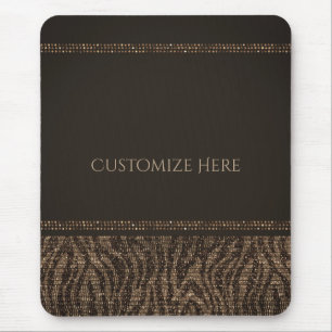 Mousepad Zebra Brilho Marrom Dourado Glam Chic Elegante Bri