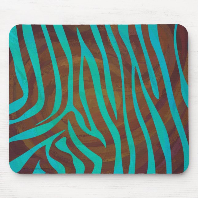 Mousepad Zebra Brown e Teal Impressão (Frente)