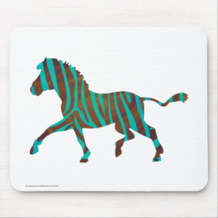 Mousepad Zebra Brown e Teal Impressão Silhouette