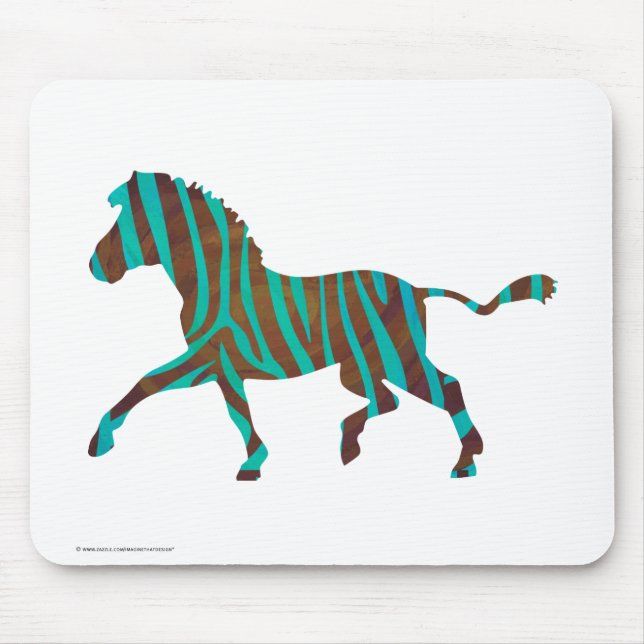 Mousepad Zebra Brown e Teal Impressão Silhouette (Frente)