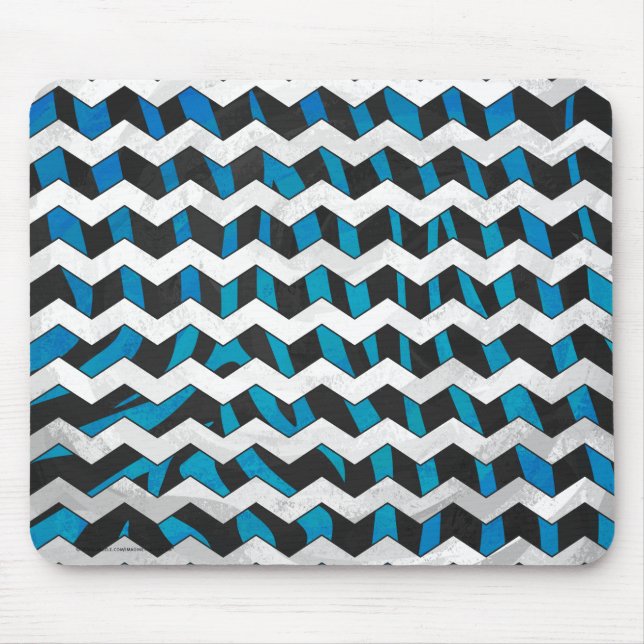 Mousepad Zebra Chevron Preto e Azul (Frente)