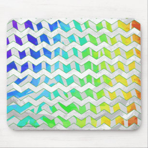 Mousepad Zebra Chevron Rainbow e White Impressão