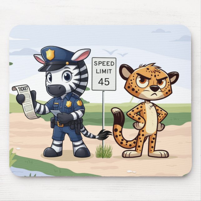 Mousepad zebra da polícia fofa & chita (Frente)