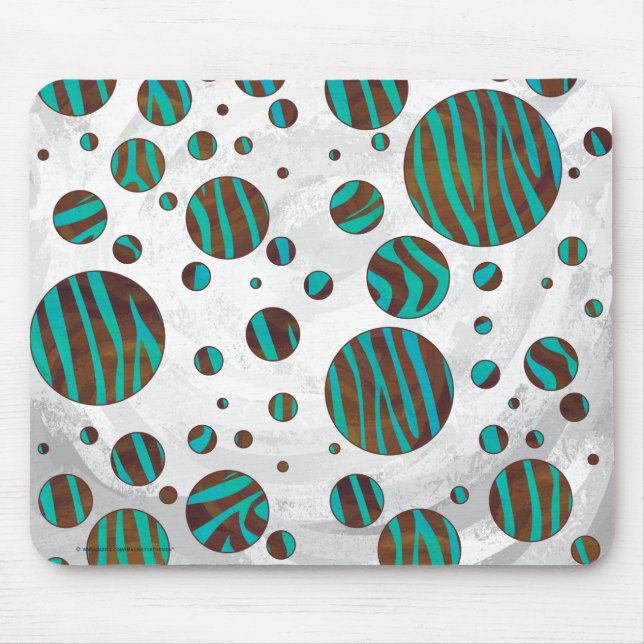 Mousepad Zebra de Bolinhas Marrom e Verde Teal (Frente)