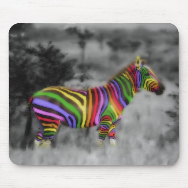 Mousepad Zebra do arco-íris (Frente)