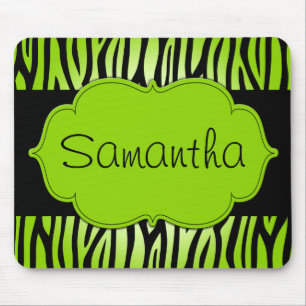 Mousepad Zebra do verde limão e do preto personalizada