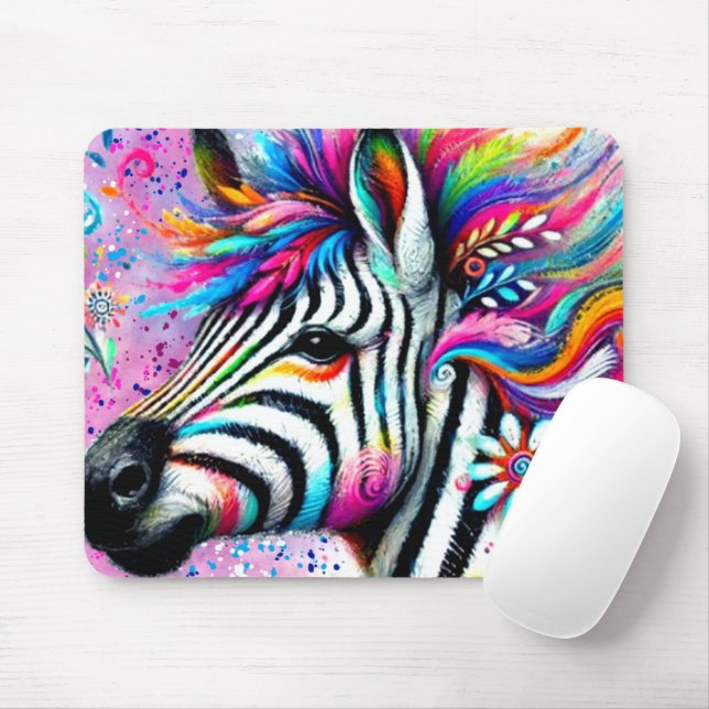 Mousepad Zebra Floral Rosa-Rosa-Rosa-Rosa-Cinzenta Verde-Ma (Com mouse)
