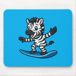 Mousepad Zebra Fofo de Surf Animal Divertido Praia Vibraçõe
