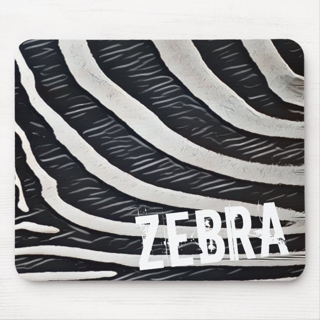 Mousepad Zebra fur Design preto e branco para Amante de os  (Frente)