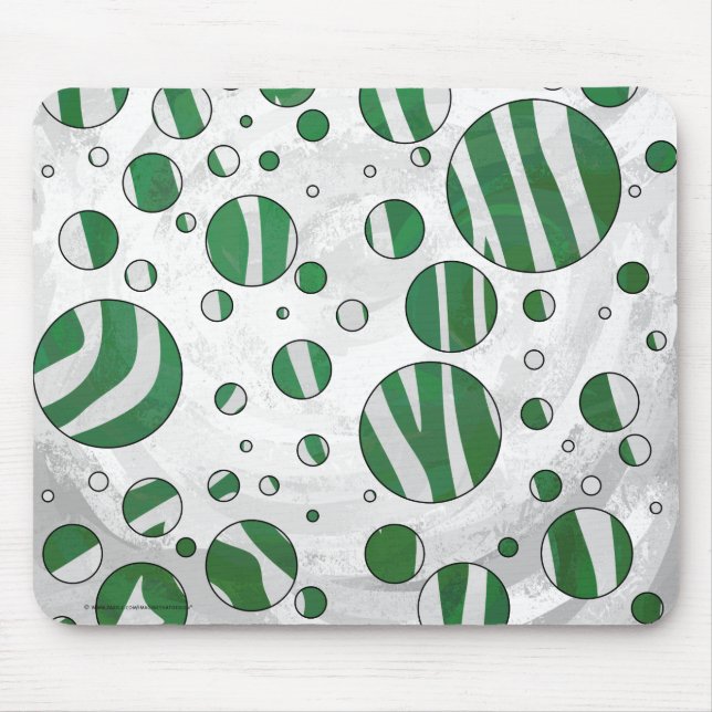 Mousepad Zebra Green e Bolinhas branca (Frente)