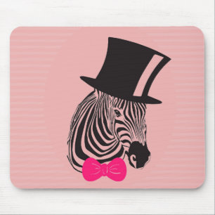 Mousepad Zebra hipster com o chapéu superior e o empate Arc