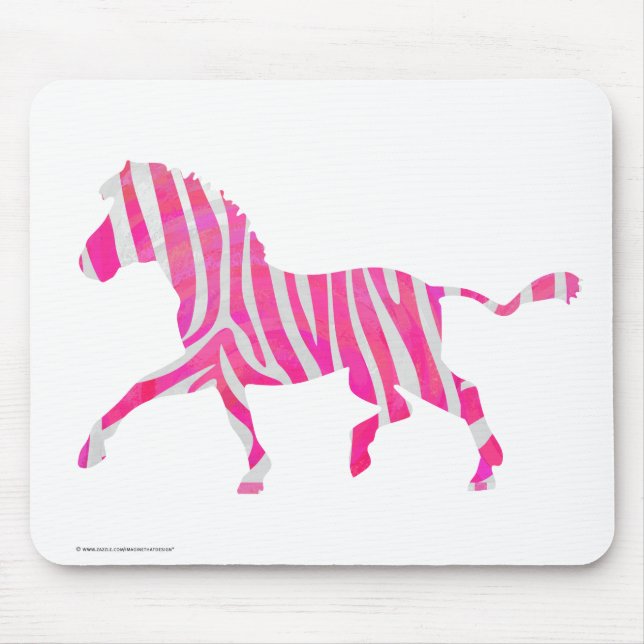 Mousepad Zebra Hot Pink and White Silhouette (Frente)
