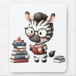 Mousepad Zebra Lendo Livros.