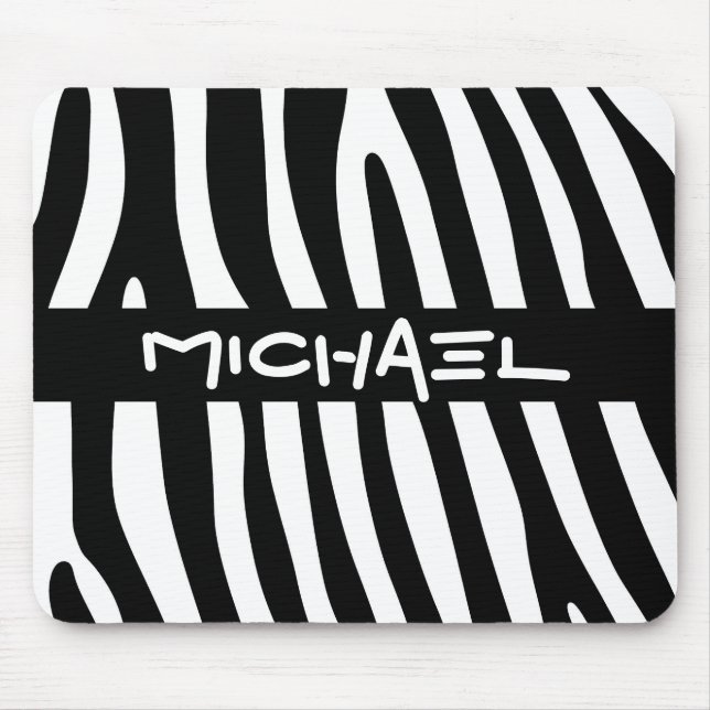 Mousepad Zebra listra padrão preto & branco + suas ideias (Frente)