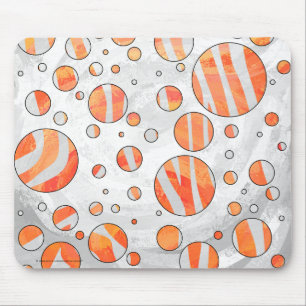 Mousepad Zebra Orange e Bolinhas branca