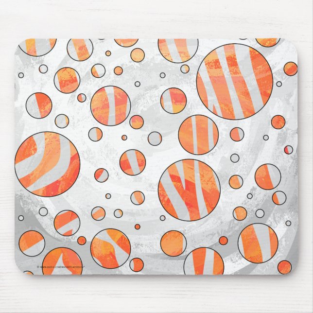 Mousepad Zebra Orange e Bolinhas branca (Frente)