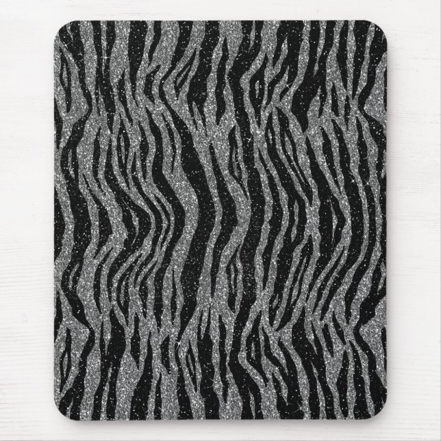 Mousepad Zebra Print Black and Cinza Silver (Frente)