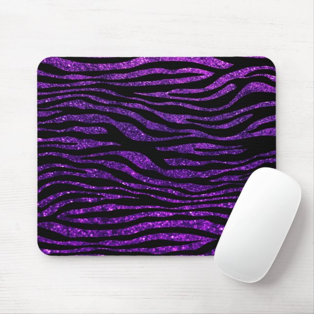 Mousepad Zebra roxa, Zebra-relha, Impressão-Zebra, Stripes (Com mouse)