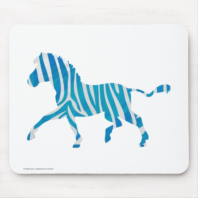 Mousepad Zebra Silhouette Azul e Branco (Frente)