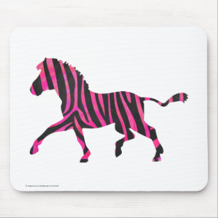 Mousepad Zebra Silhouette Black and Hot Pink Print